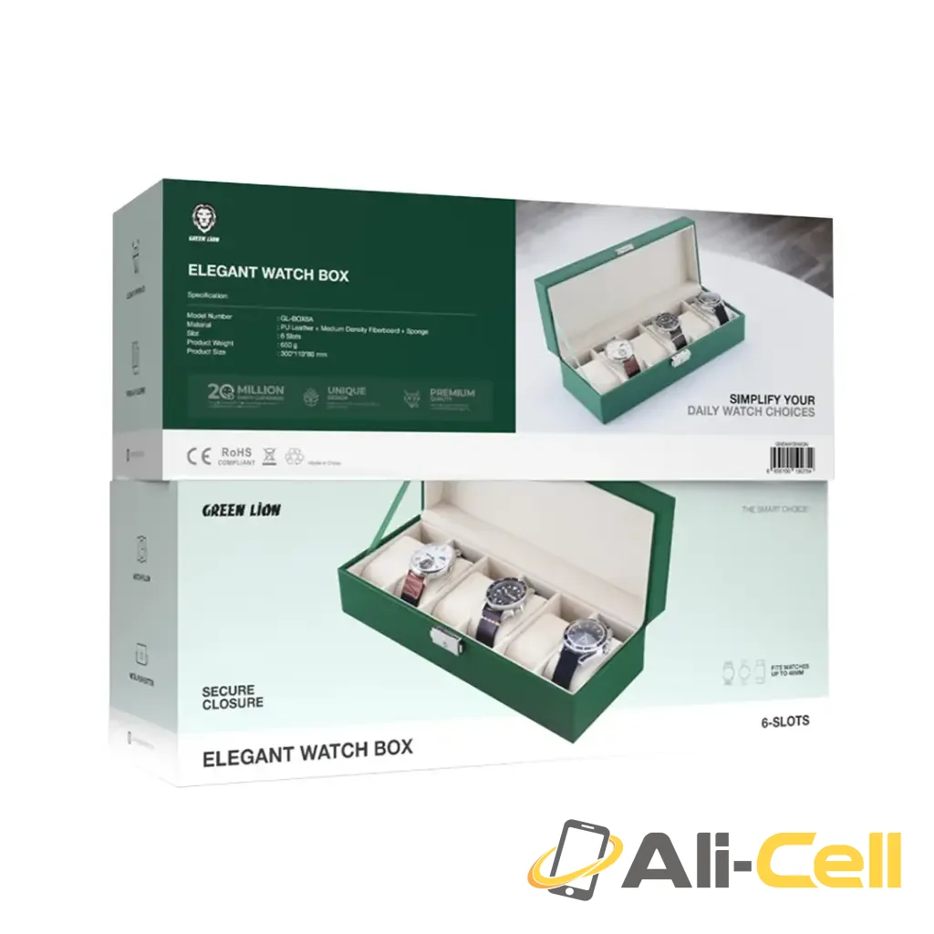 Green Lion Elegant Watch Box 6 Slots - Green - Normal | with Glass — 2