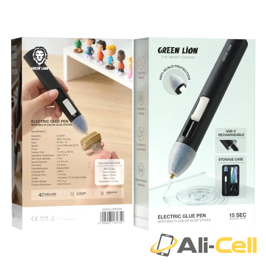 Green Lion Electric Glue Pen with Multi-Color Glue Sticks - Black — 3