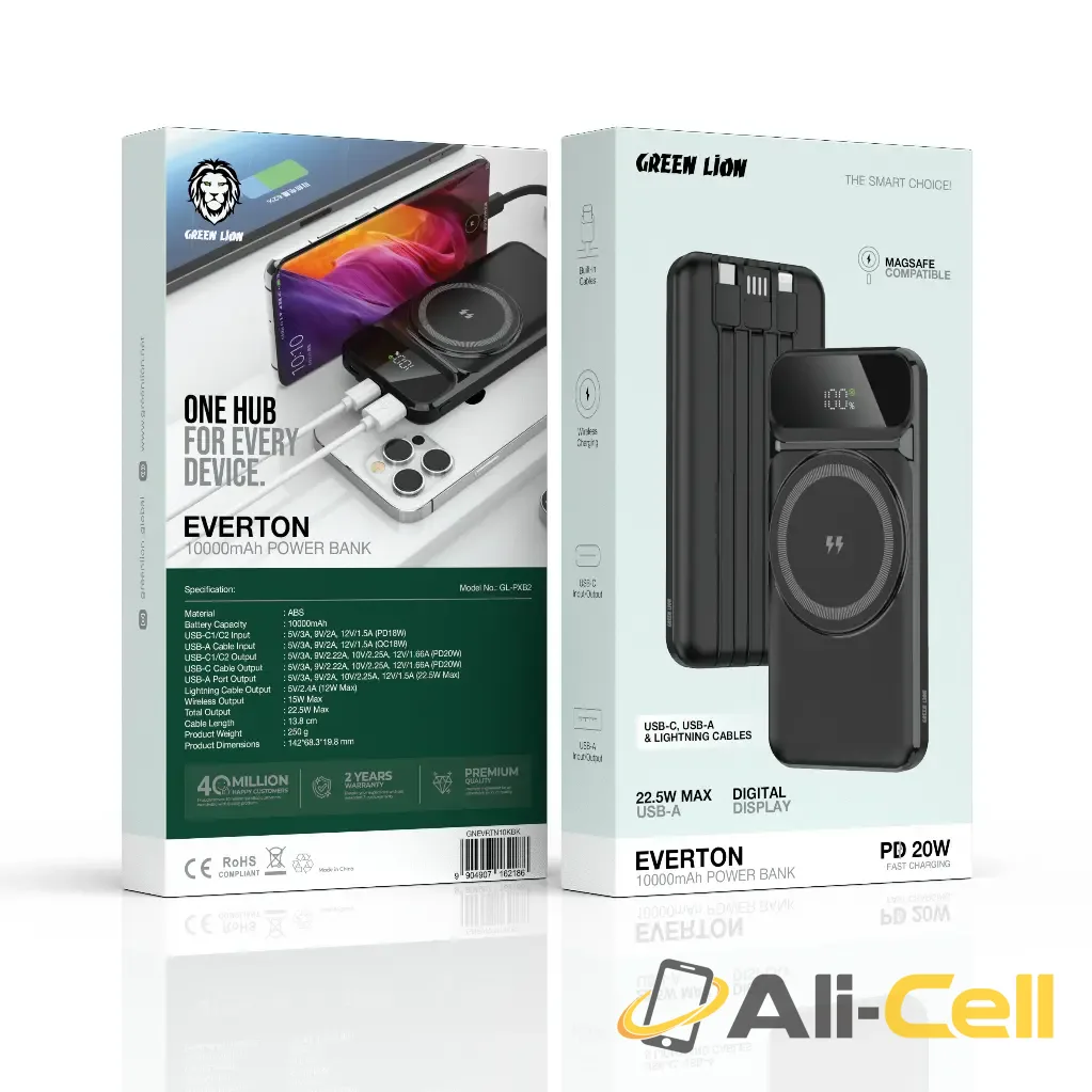 Green Lion Everton 10000mAh Power Bank PD 20W - Black — 2