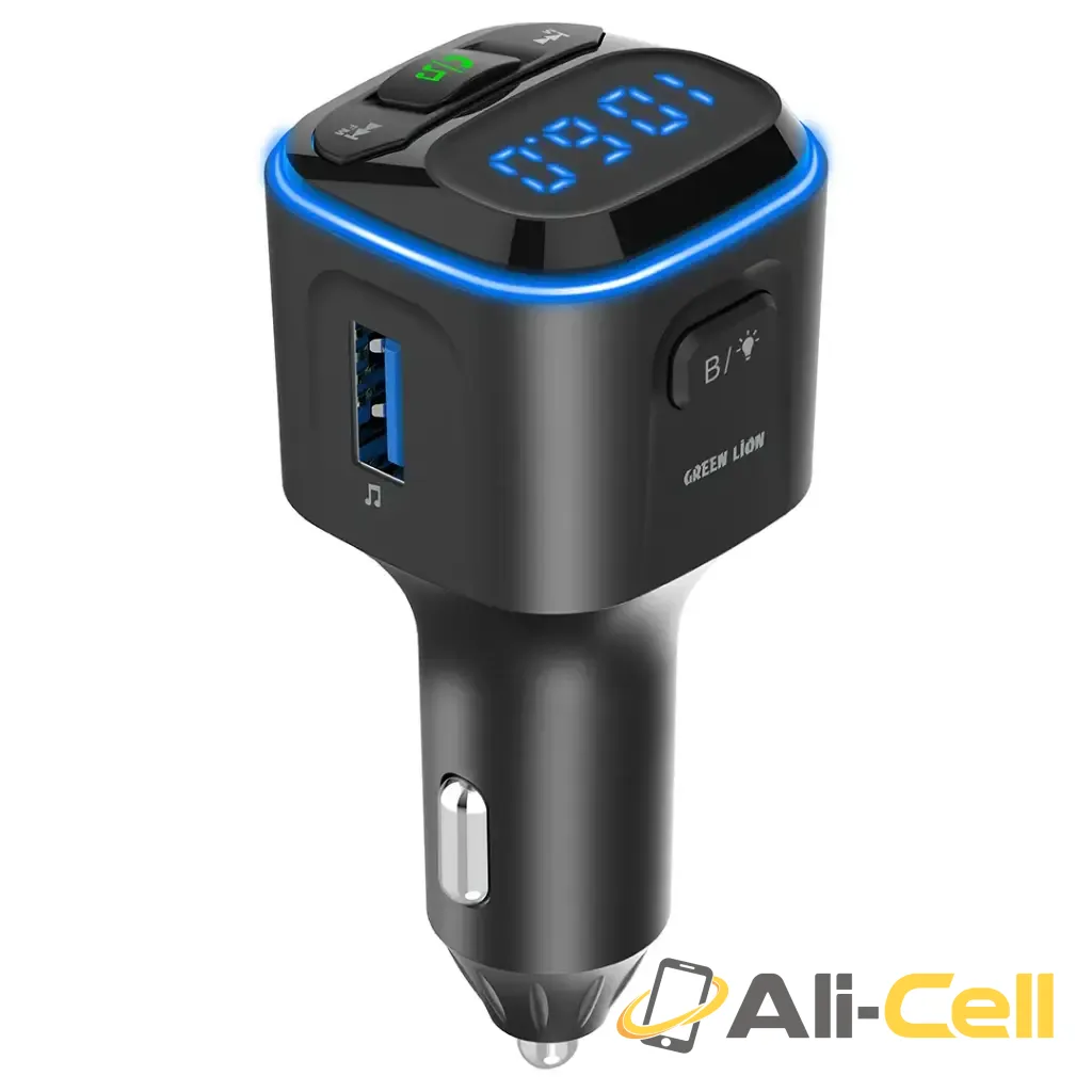 Green Lion FM Transmitter Dual-Port Car Charger - Black