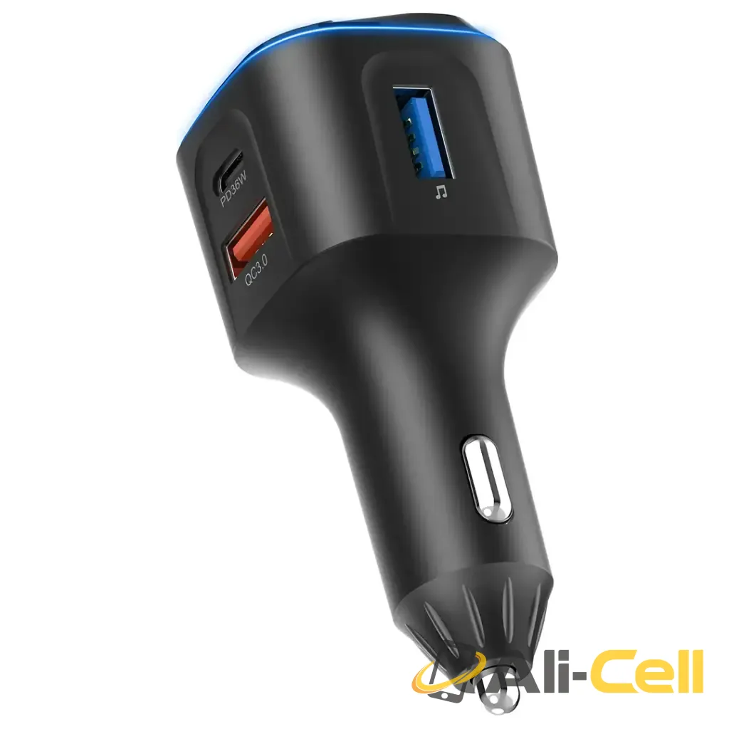 Green Lion FM Transmitter Dual-Port Car Charger - Black — 3