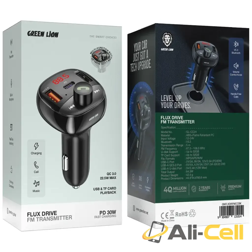 Green Lion Flux Drive FM Transmitter - Black — 2
