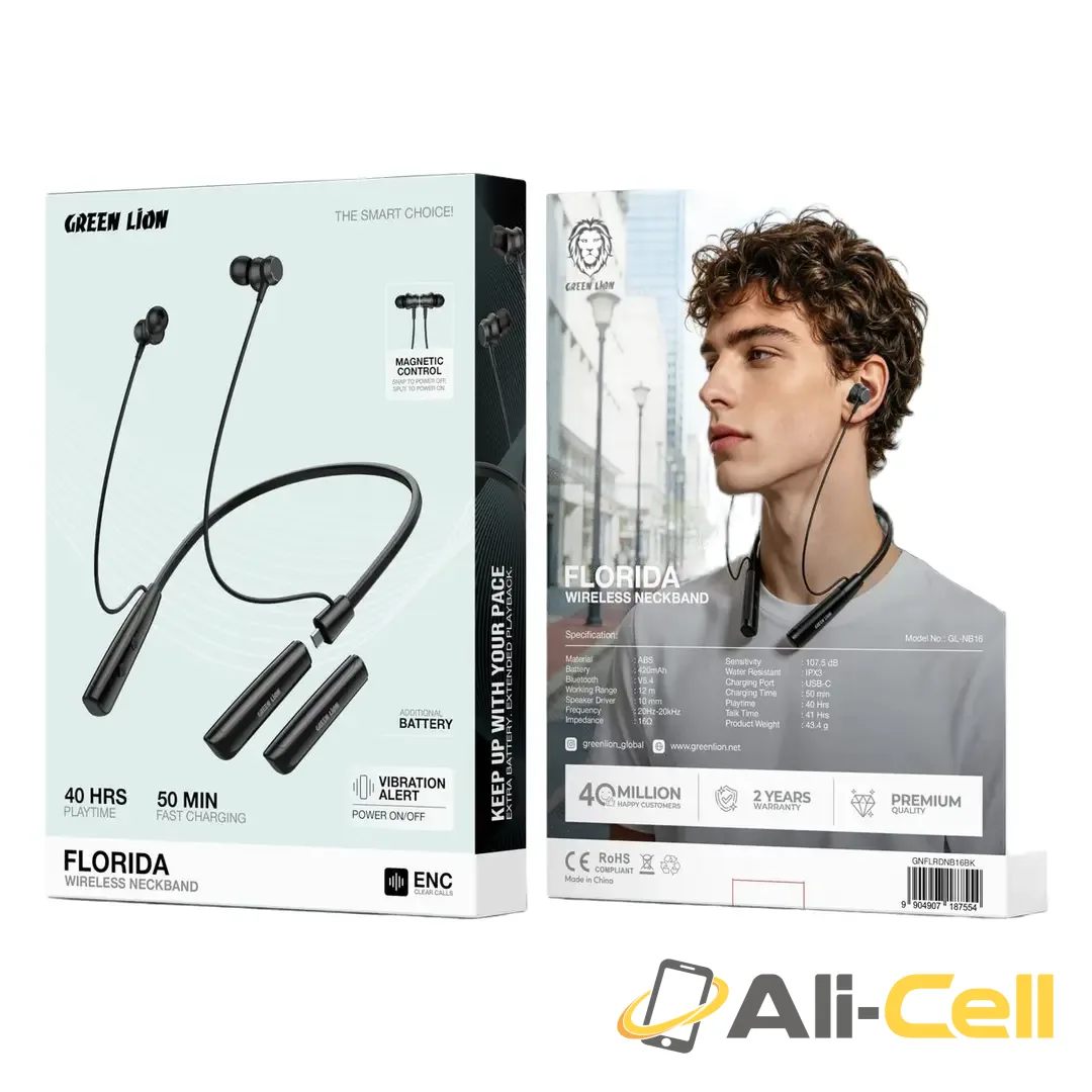 Green Lion Florida Wireless Neckband - Black — 2