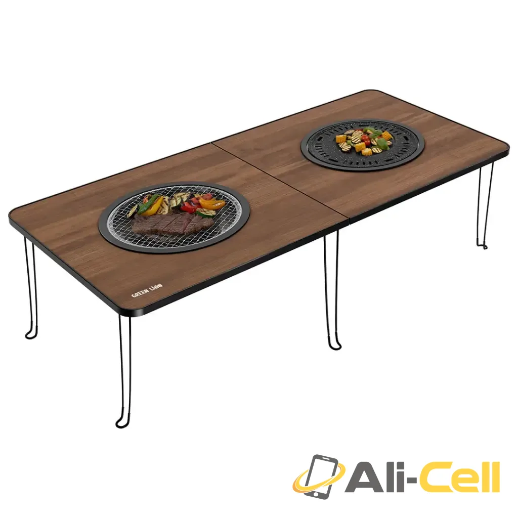 Green Lion Fold Grill Mate Camping BBQ Table - Wood