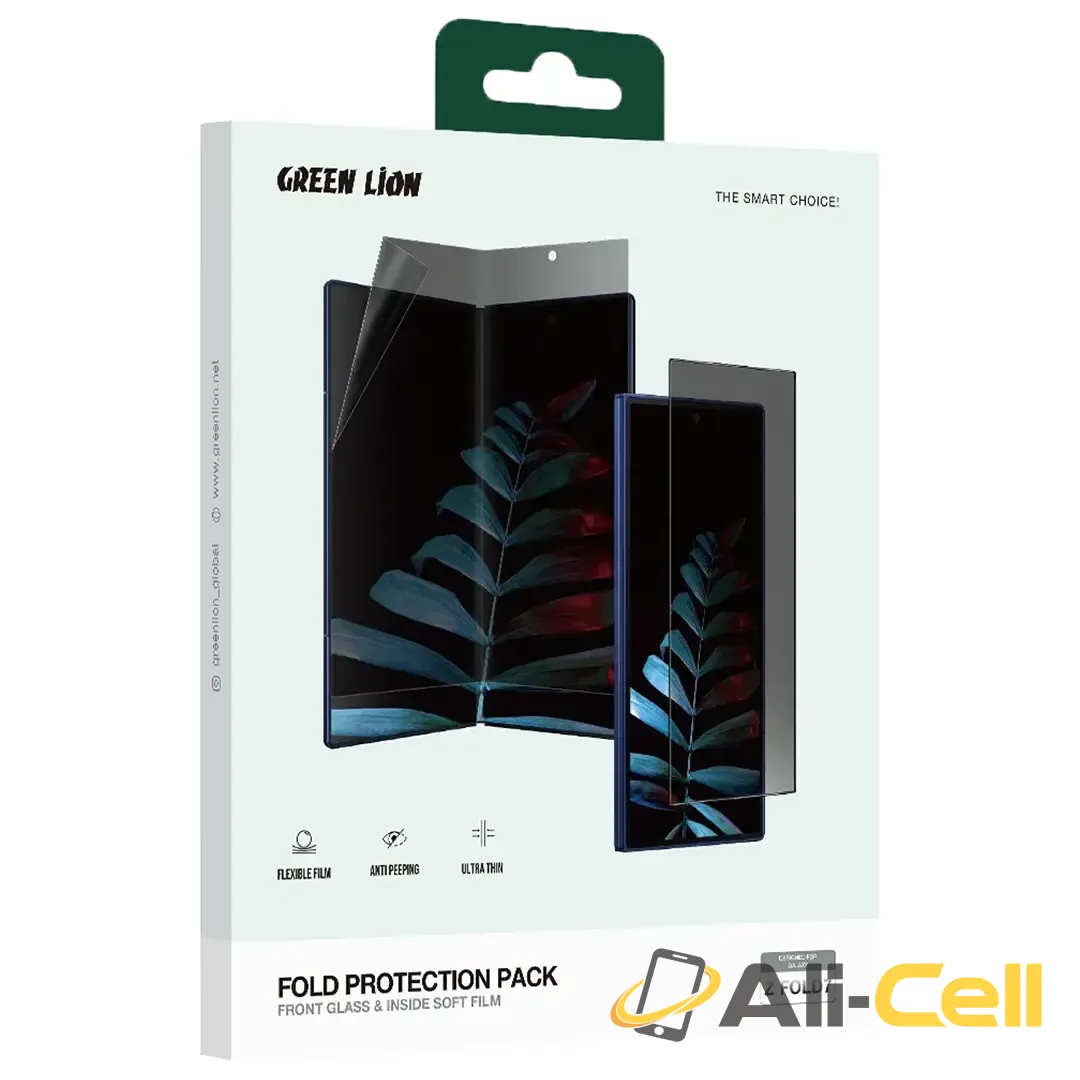 Green Lion Fold Protection Pack with Front Glass & Inside Soft Film for Z Fold 7 - Black — 3