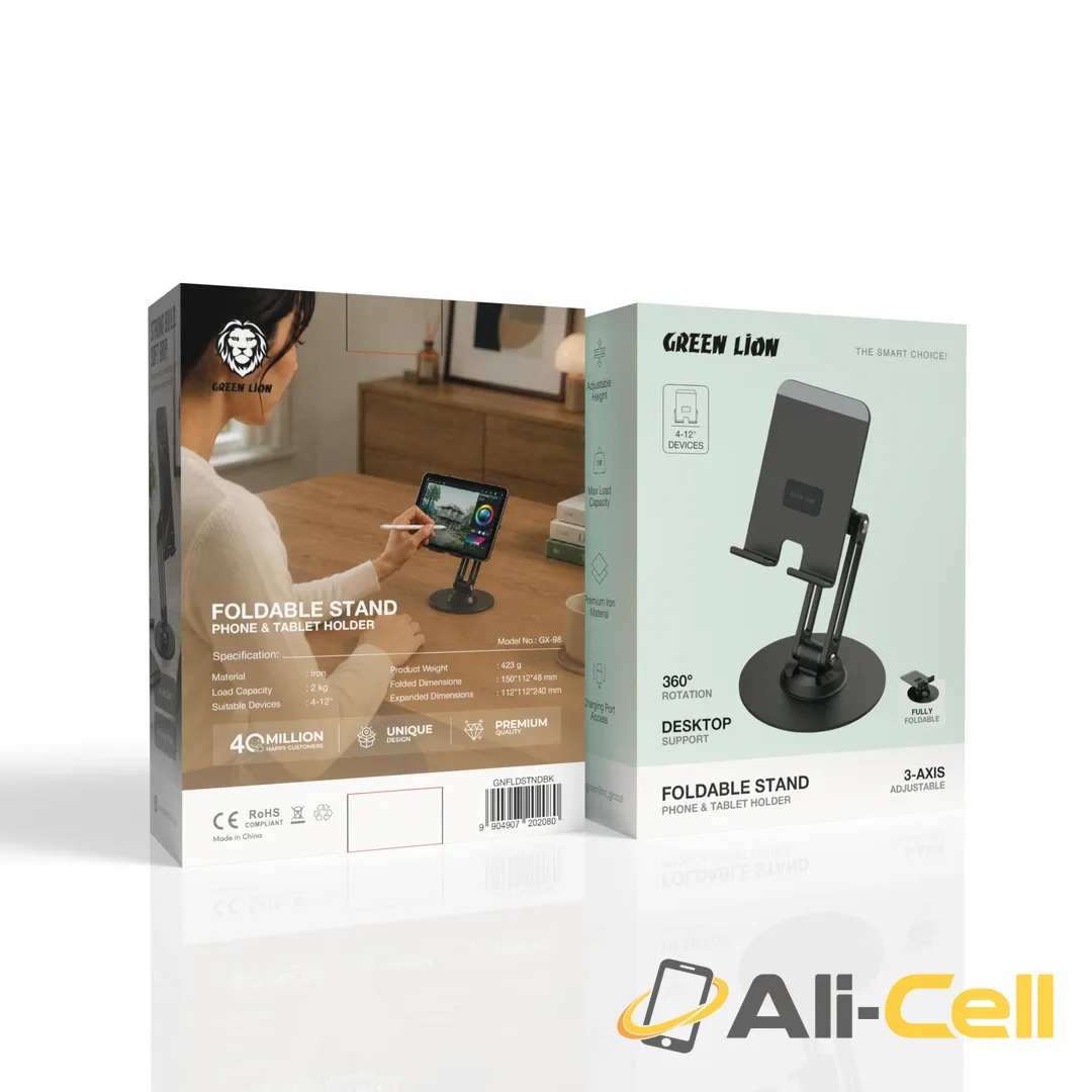 Green Lion Foldable Stand Phone & Tablet Holder - Black — 3