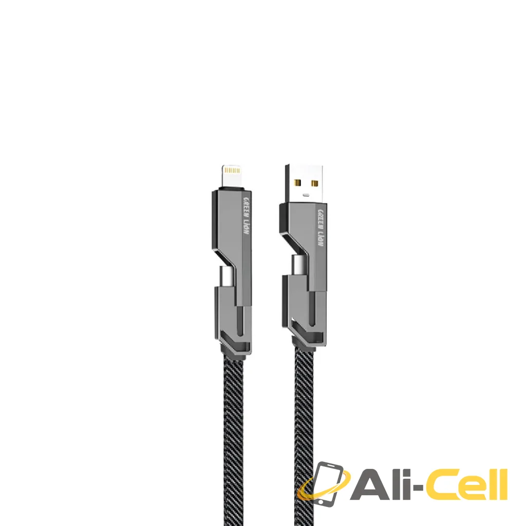 Green Lion Four in One Zinc Alloy Charging Data Cable 4 IN 1 - Black