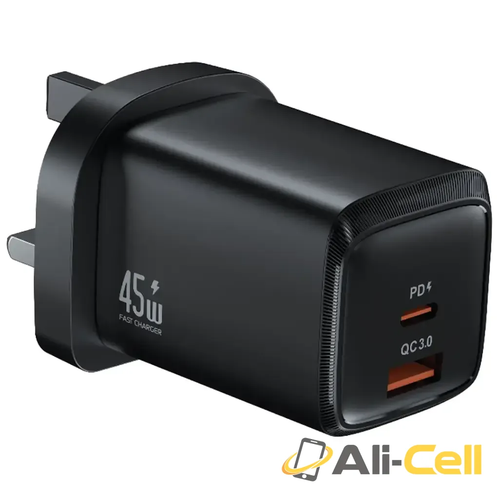 Green Lion G-Charge Series Dual Port Wall Charger 45W UK Plug - Black