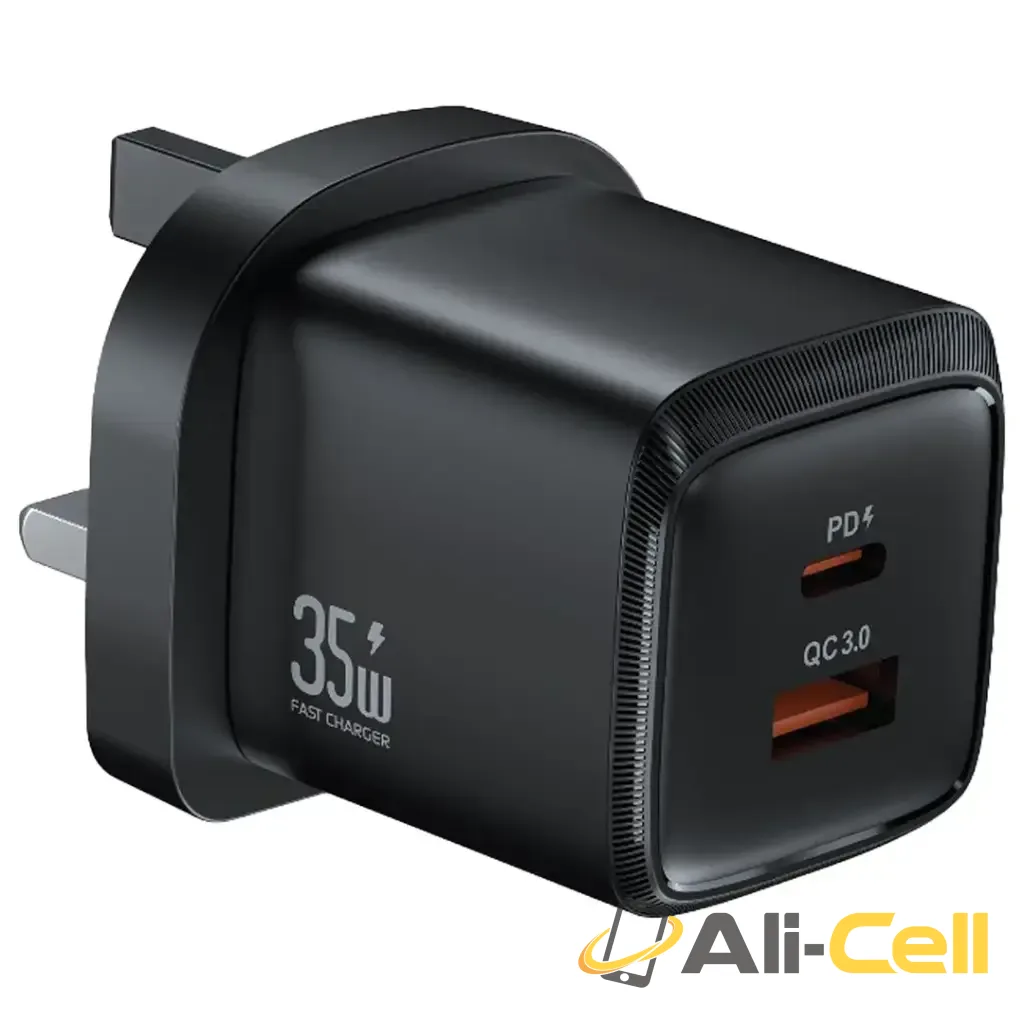 Green Lion G-Charge Series Dual Port Wall Charger 35W UK Plug - Black