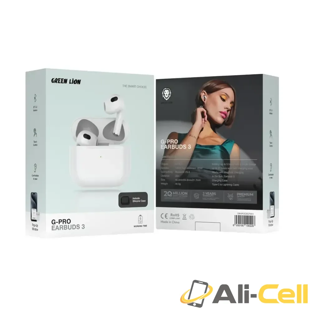 Green Lion G-Pro Earbuds 3 - White — 2