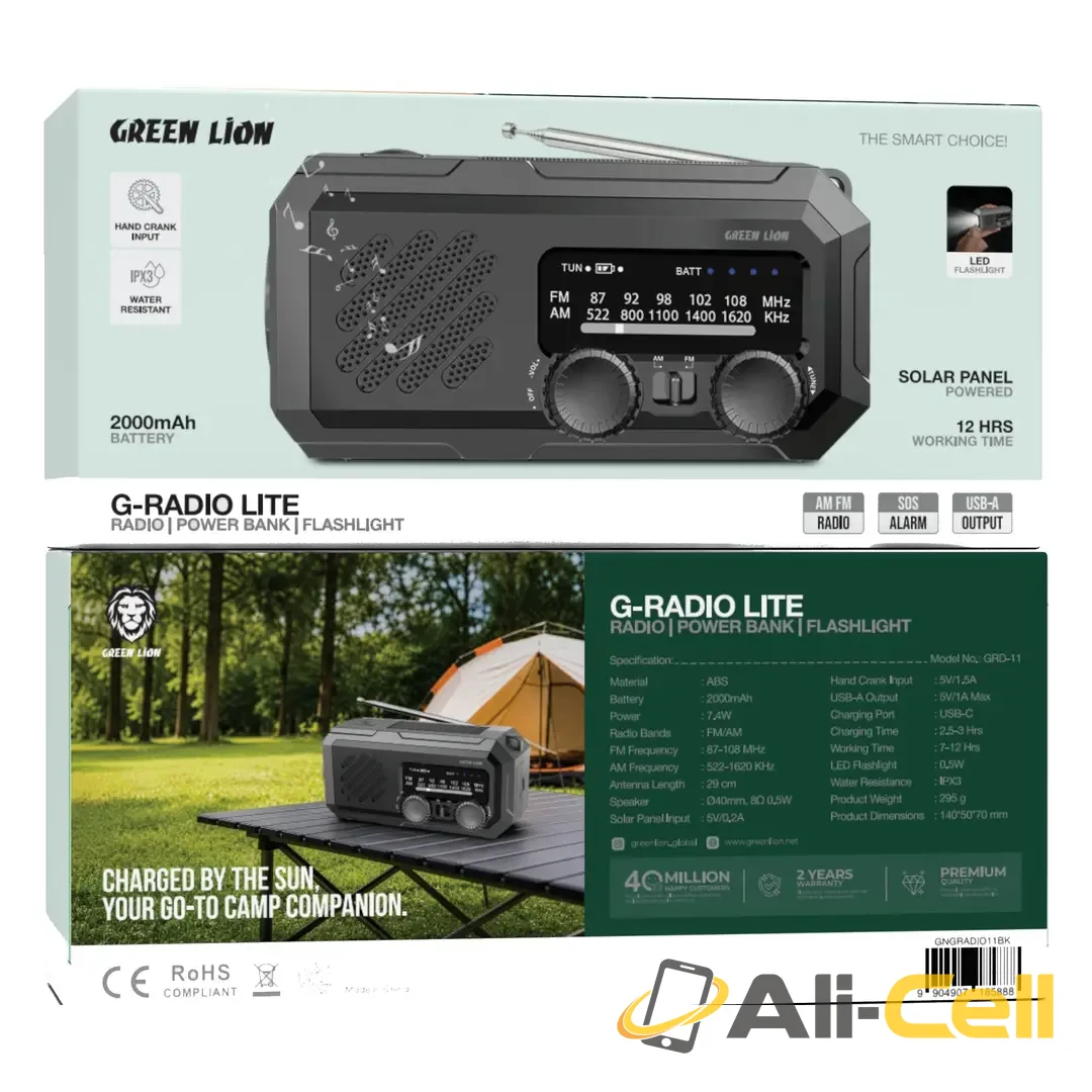 Green Lion G-Radio Lite with Power Bank & Flashlight - Black — 3