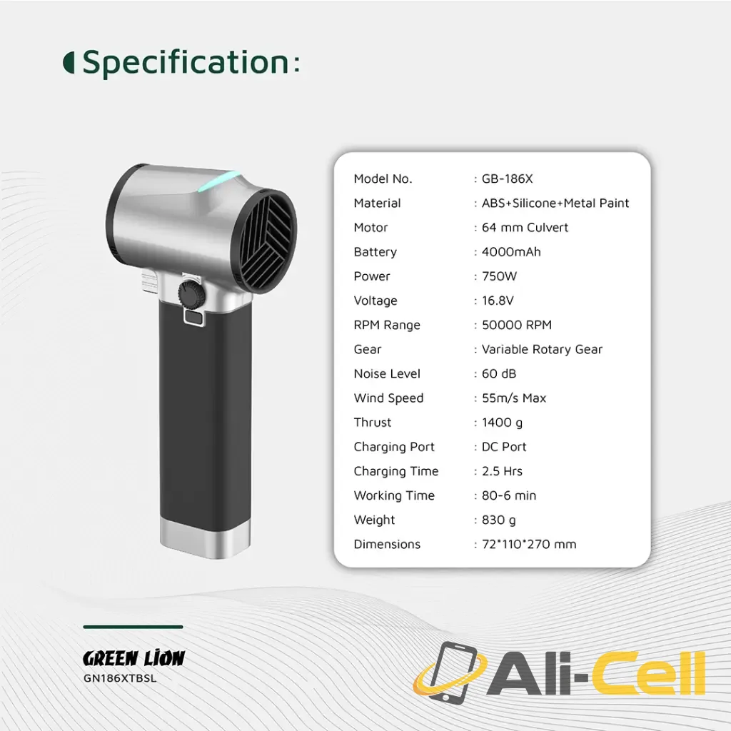 Green Lion GB-186X Turbo Blower - Silver — 2