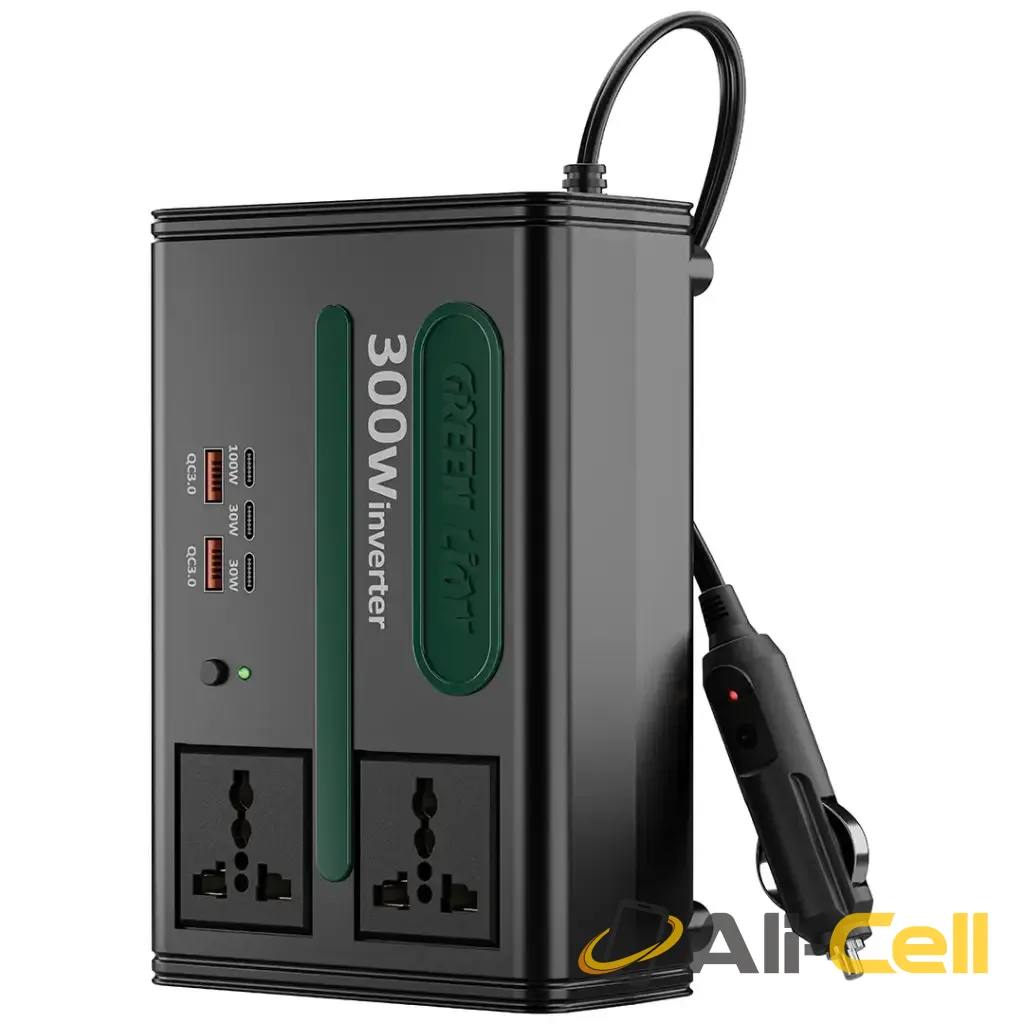 Green Lion GC-300 Car Inverter 7-In-1 Multi-Port with DC to AC & DC 12.8V - Black