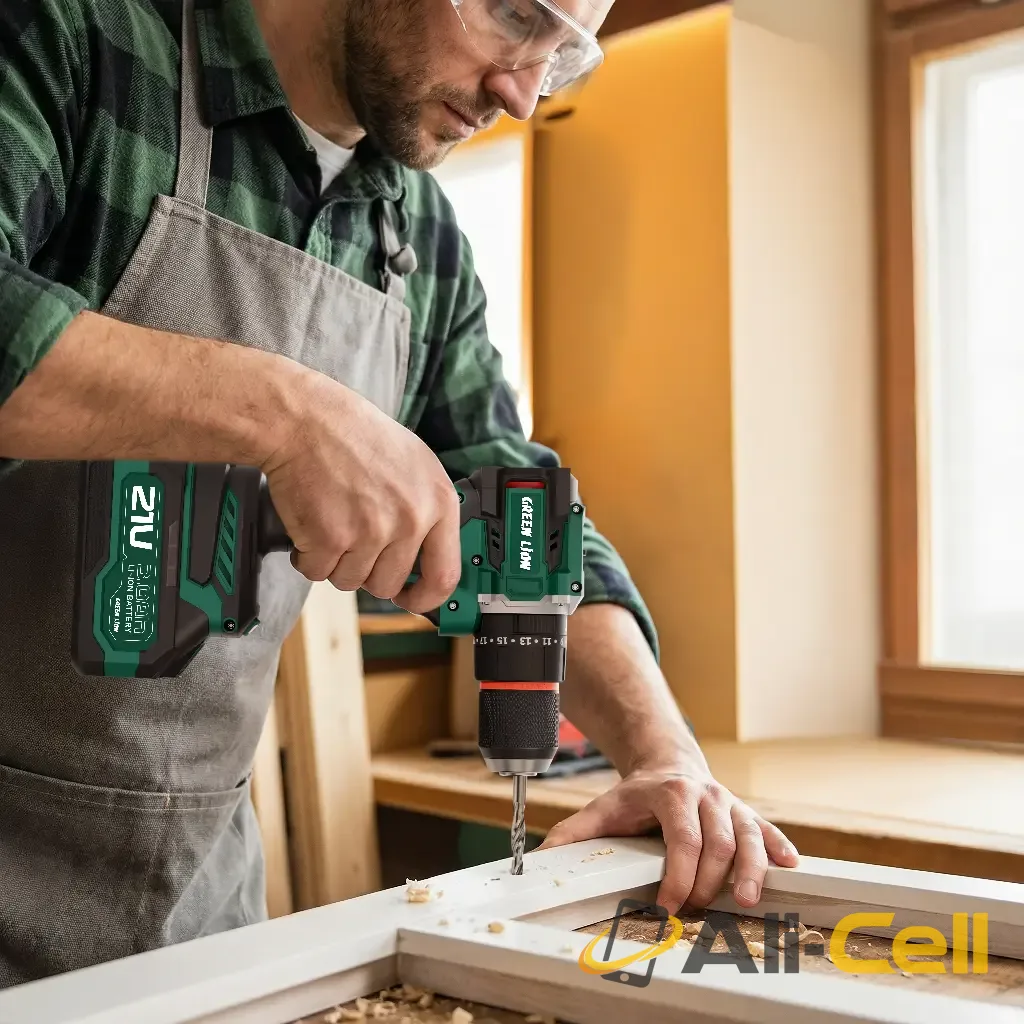 Green Lion GD-16 Pro Drive Cordless Hammer Drill 2*21V 3.0Ah Battery - Green — 3