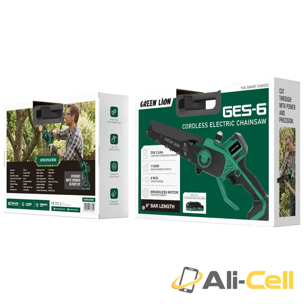 Green Lion GES-6 Cordless Electric Chainsaw - Green — 3