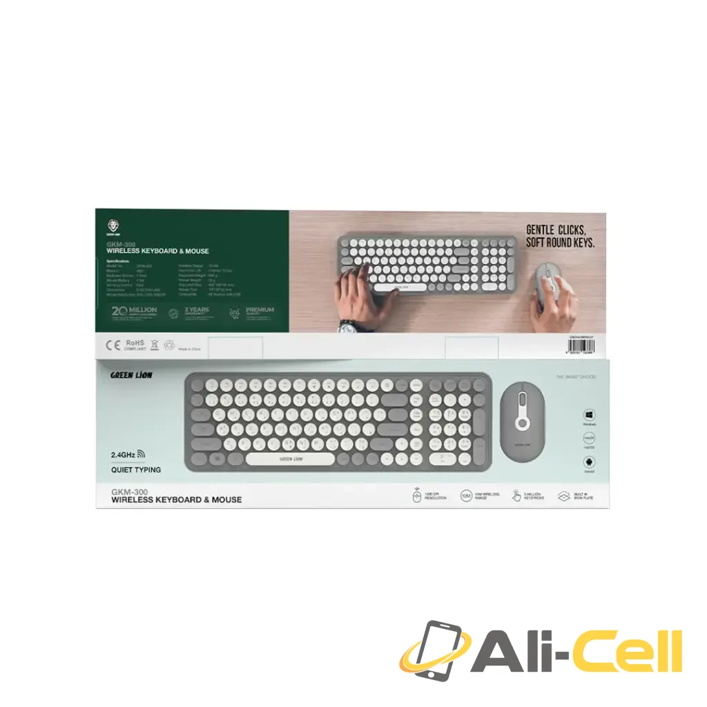 Green Lion GKM-300 Wireless Keyboard + Mouse - Grey — 2