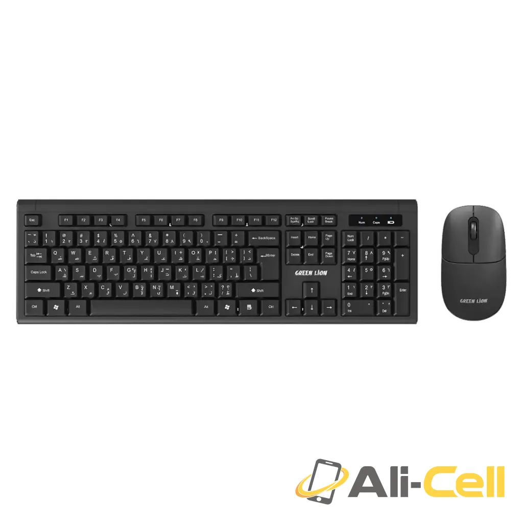 Green Lion GKM-200 Wireless Combo Keyboard and Mouse - Black