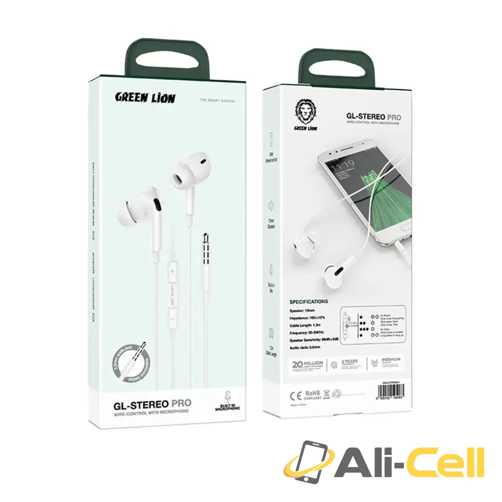 Green Lion GL-Stereo Pro Wire Control With Microphone - White — 3