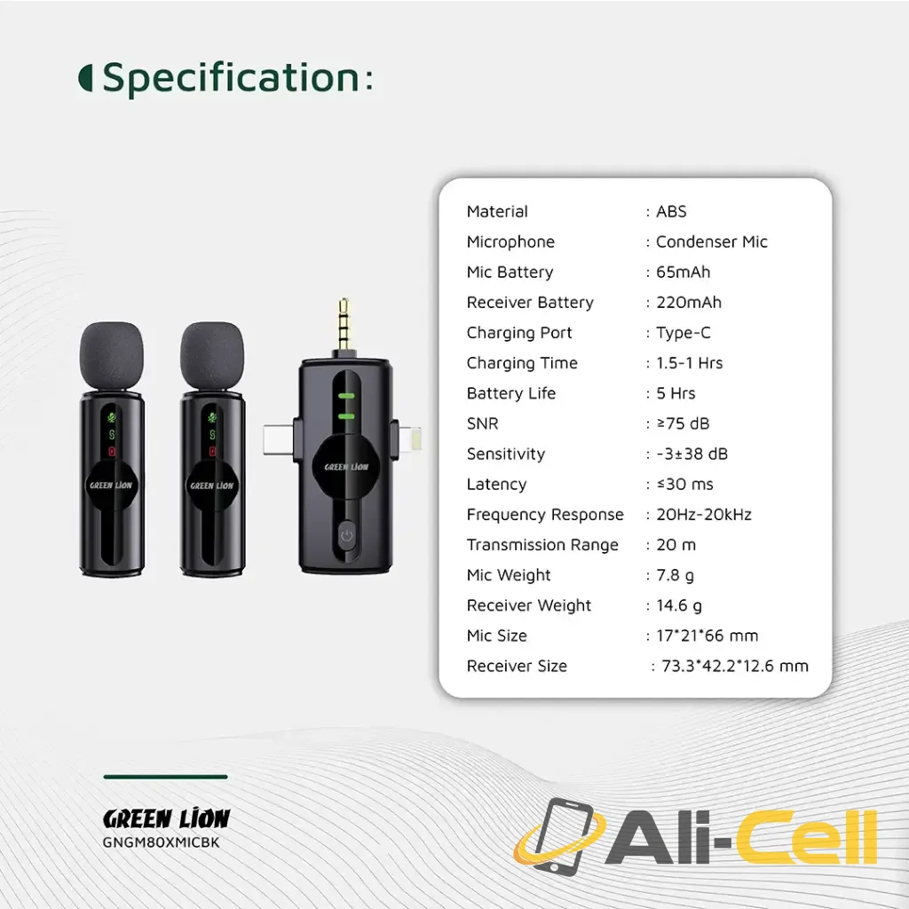 Green Lion GM-80X Microphone 3 in 1 - Black — 2