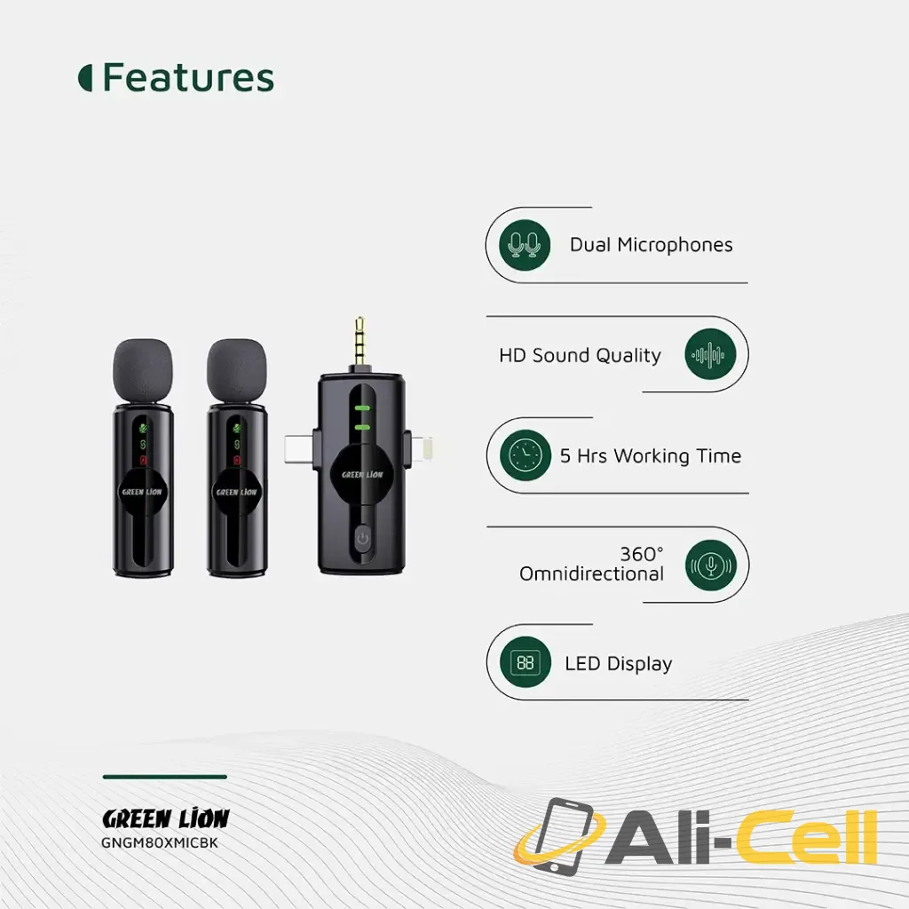 Green Lion GM-80X Microphone 3 in 1 - Black — 3