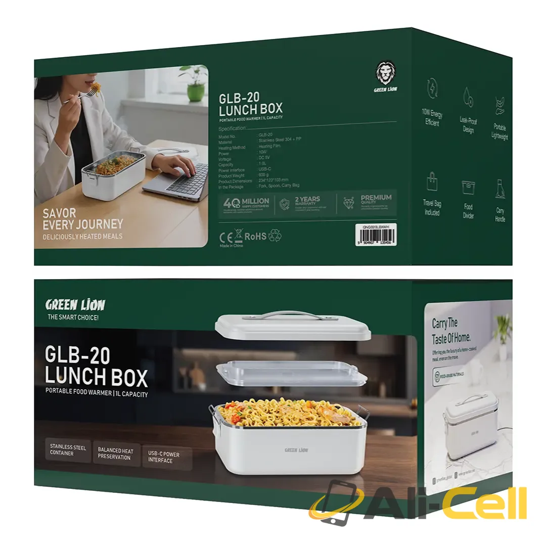 Green Lion GLB-20 Lunch Box Portable Food Warmer - White — 2