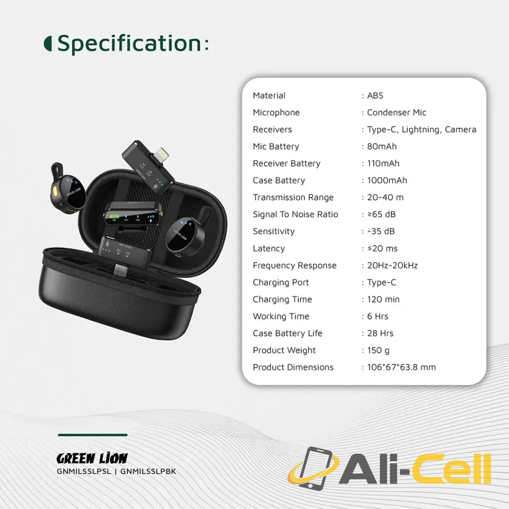 Green Lion GM-85X 3 In 1 Wireless Microphone - Black — 2