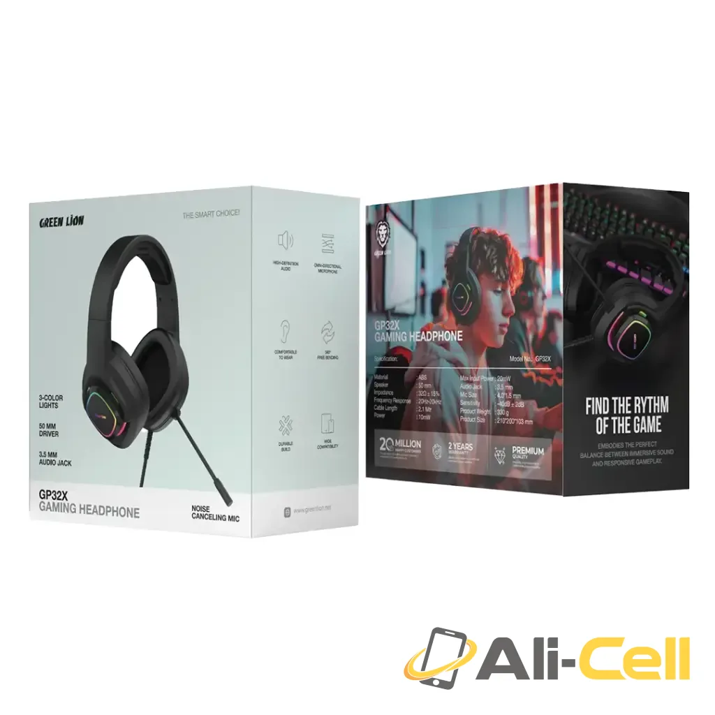 Green Lion GP32X Gaming Headphone - Black — 2