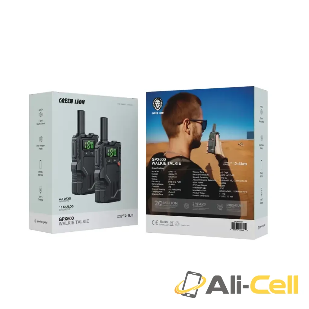 Green Lion GPX600 Walkie Talkie - Black — 2
