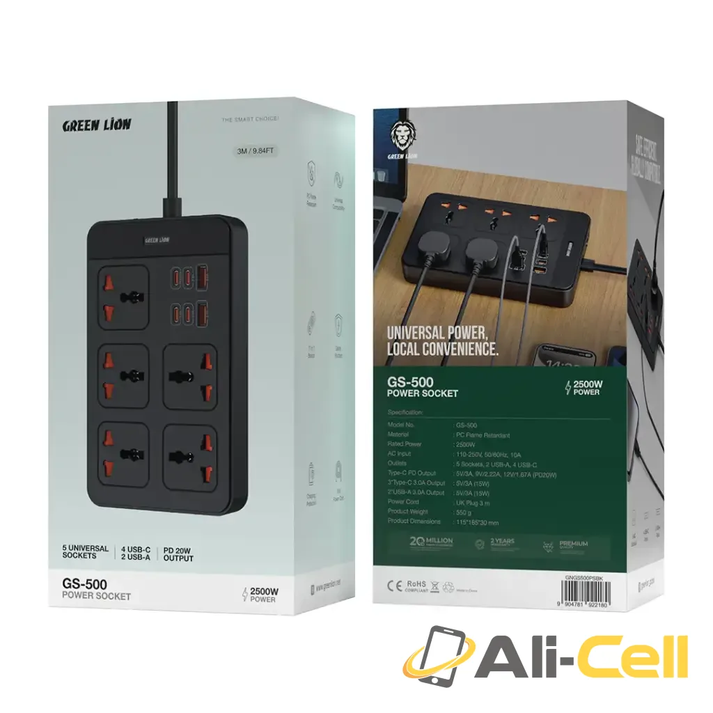 Green Lion GS 500 Power Socket PD 20W - Black — 3
