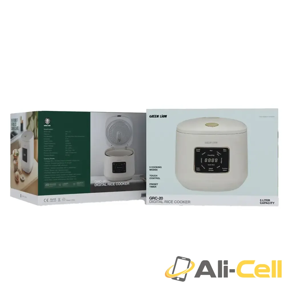 Green Lion GRC-20 Digital Rice Cooker 5L - White — 2
