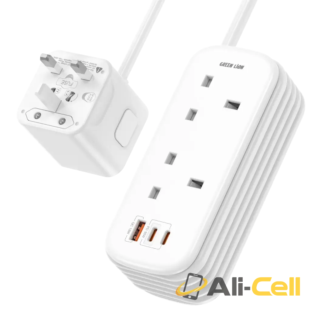 Green Lion GS-600 Power Strip USB-C | USB-A | 2*UK AC Outlets PD 30W - White