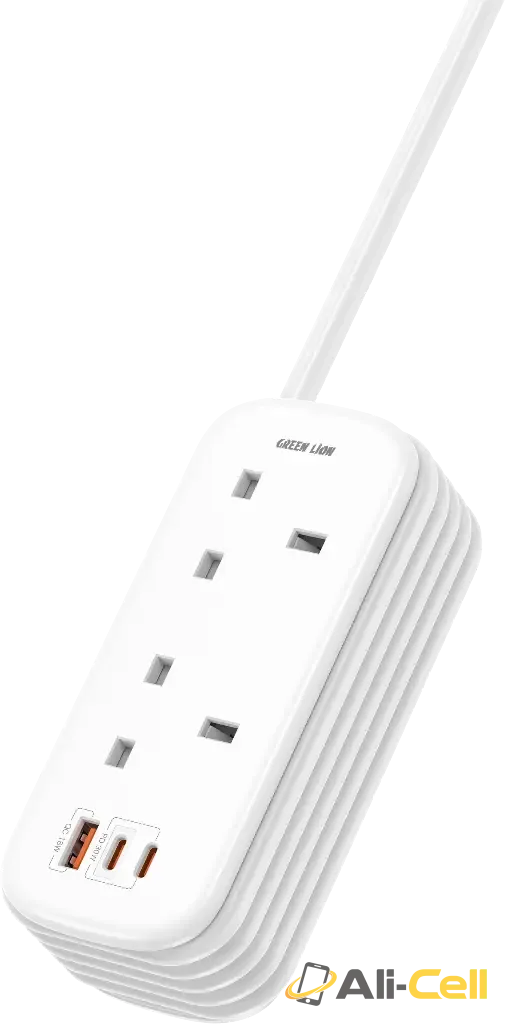 Green Lion GS-600 Power Strip USB-C | USB-A | 2*UK AC Outlets PD 30W - White — 3