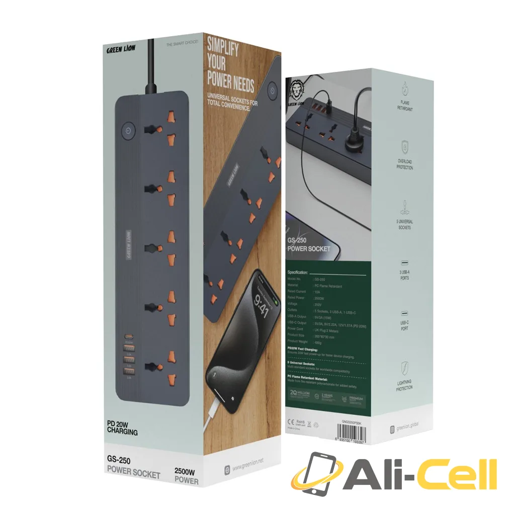 Green Lion GS-250 Power Socket 2500W - Black — 2