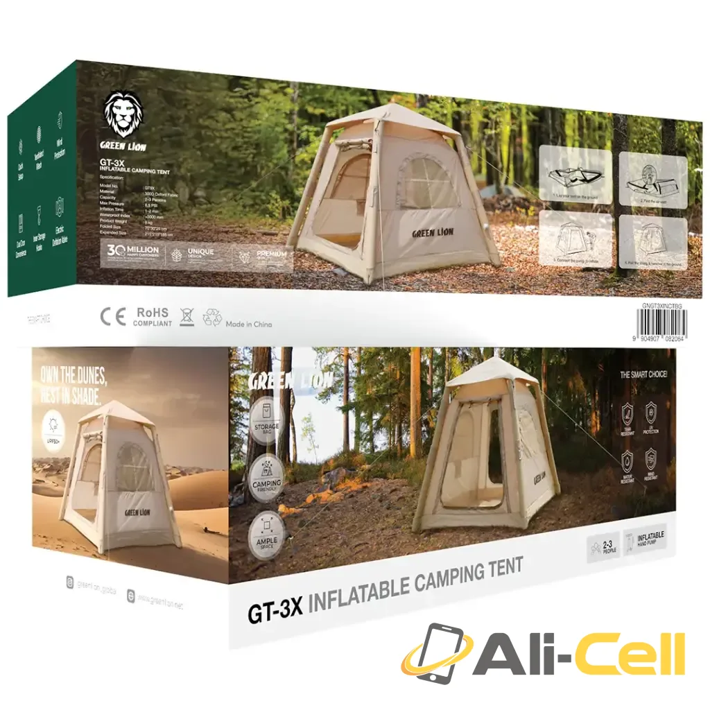 Green Lion GT-3X Inflatable Camping Tent - Beige — 3
