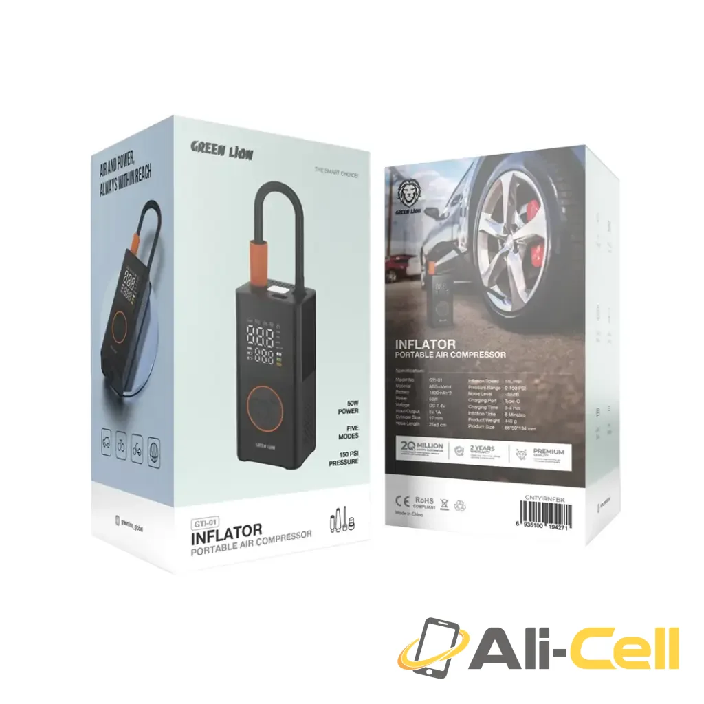 Green Lion GTI-01 Inflator Portable Air Compressor - Black — 2