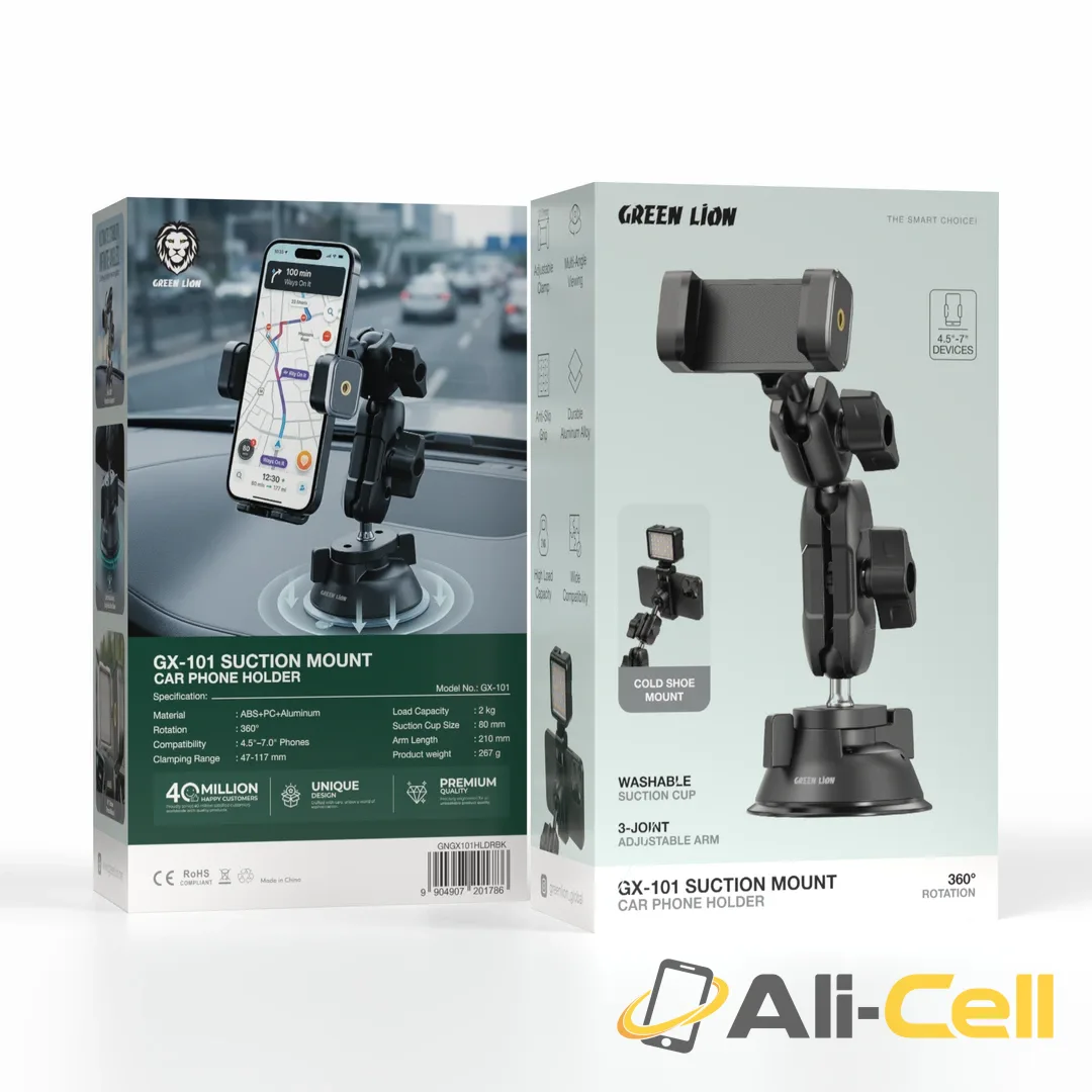 Green Lion GX-101 Suction Mount Car Phone Holder  – Black — 2