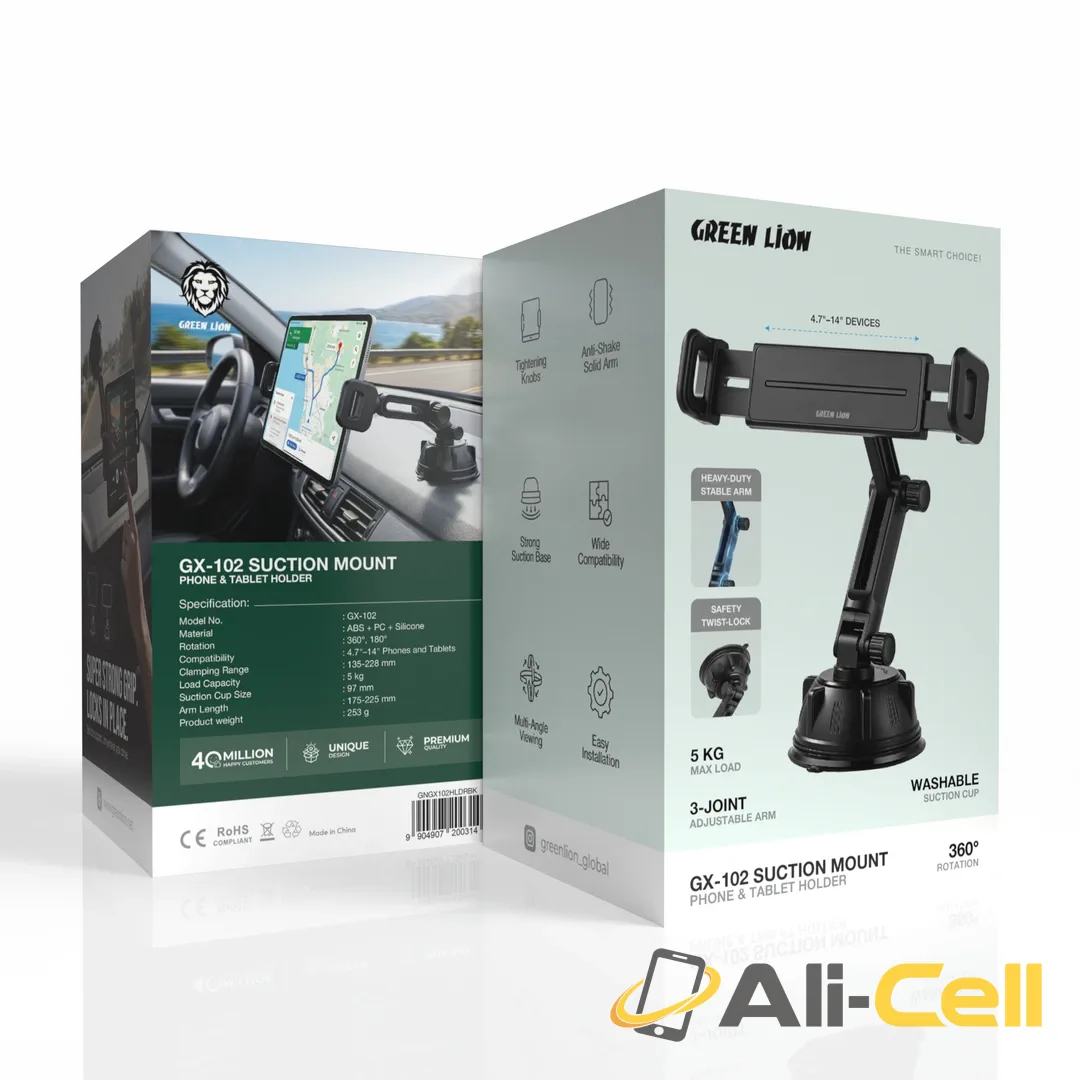 Green Lion GX-102 Suction Mount Phone & Tablet Holder - Black — 3