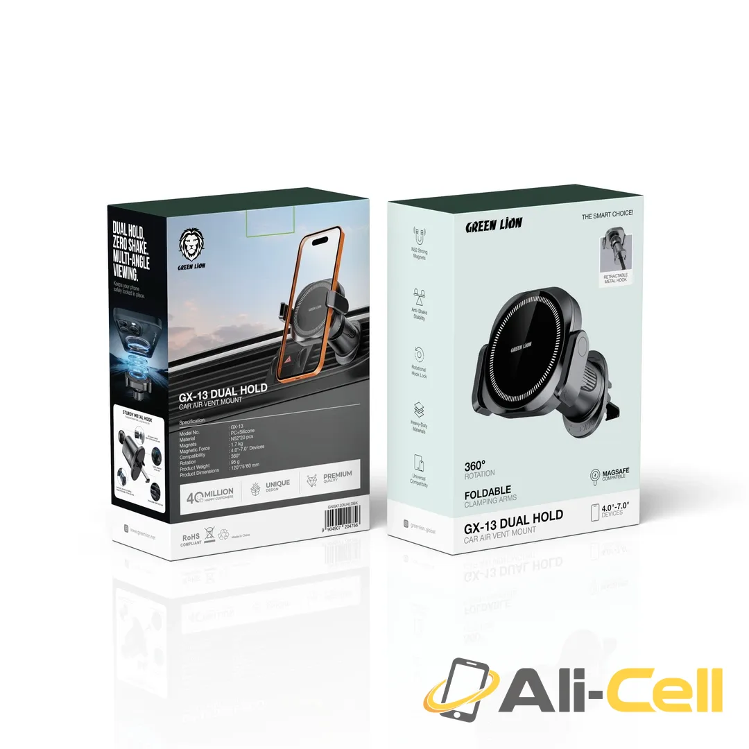 Green Lion GX-13 Dual Hold Car Air Vent Mount - Black — 2