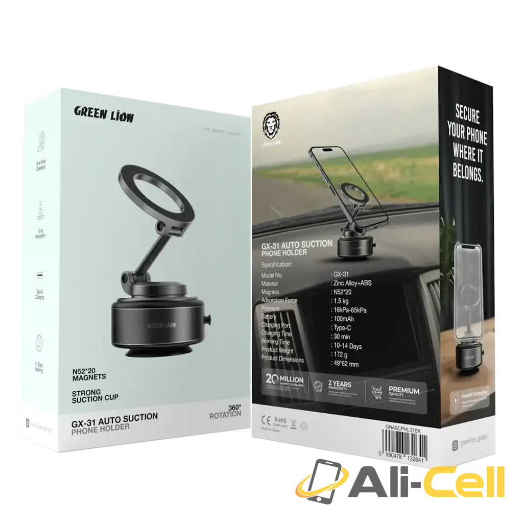 Green Lion GX-31 Auto Suction Phone Holder - Matte Black — 3