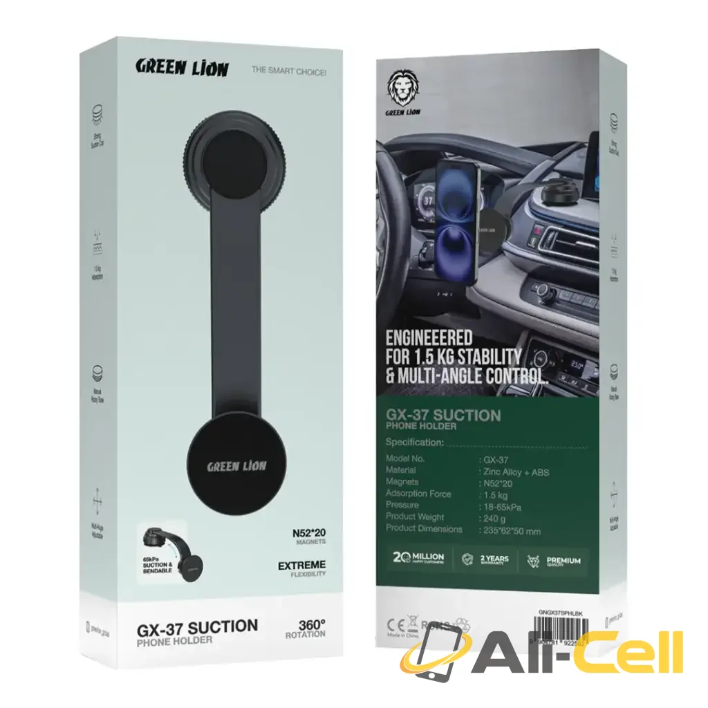 Green Lion GX-37 Suction Phone Holder - Black — 2