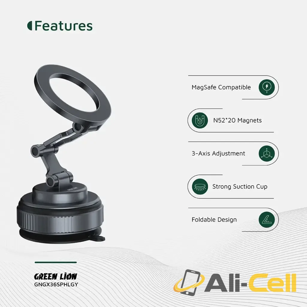 Green Lion GX-36 Suction Phone Holder - Gray — 3