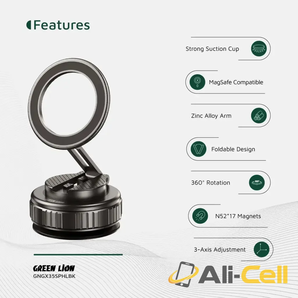 Green Lion GX-35 Suction Phone Holder - Black — 2