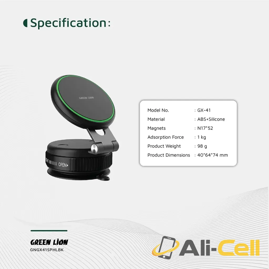 Green Lion GX-41 MagSafe Suction Phone Holder - Black — 2