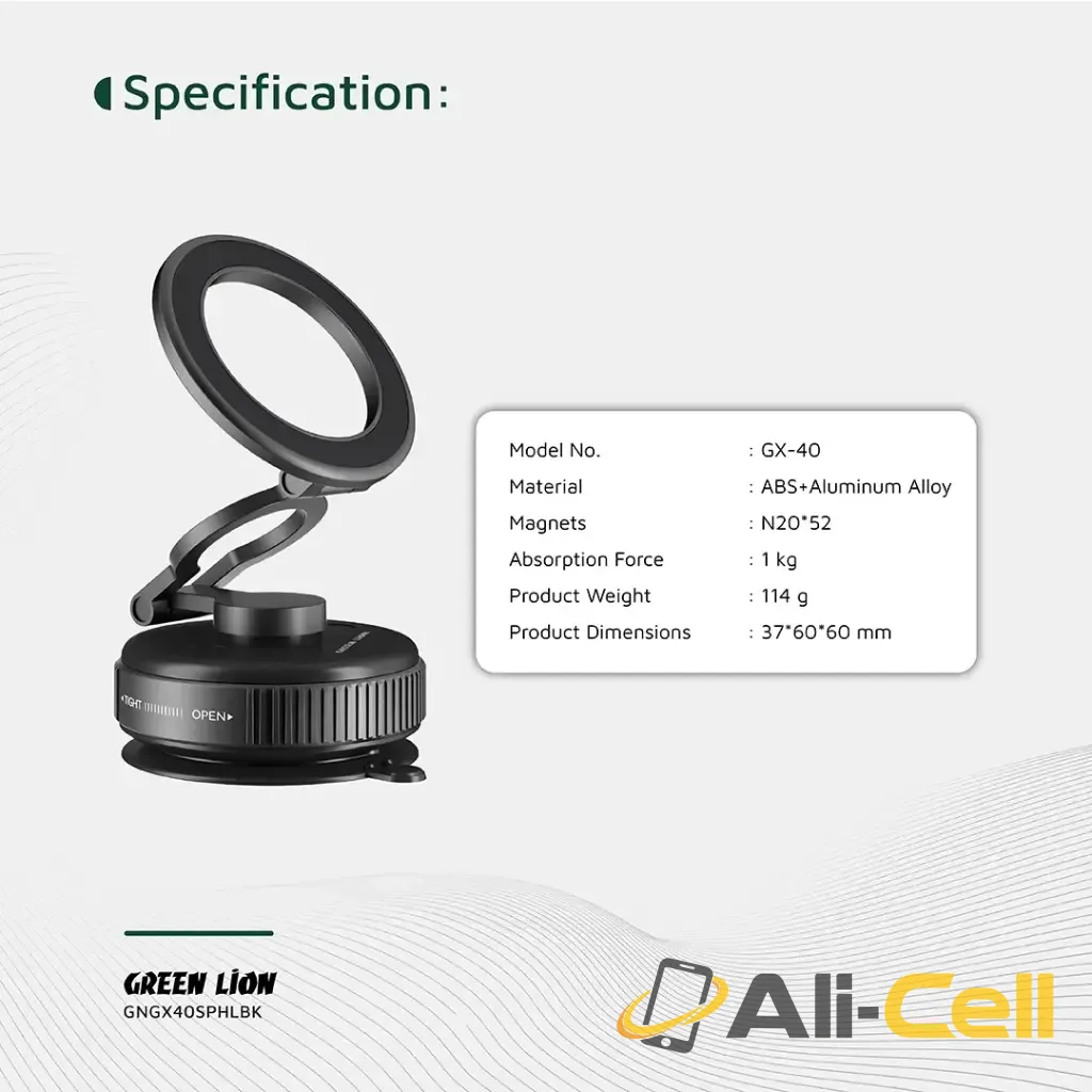 Green Lion GX-40 MagSafe Suction Phone Holder - Black — 2