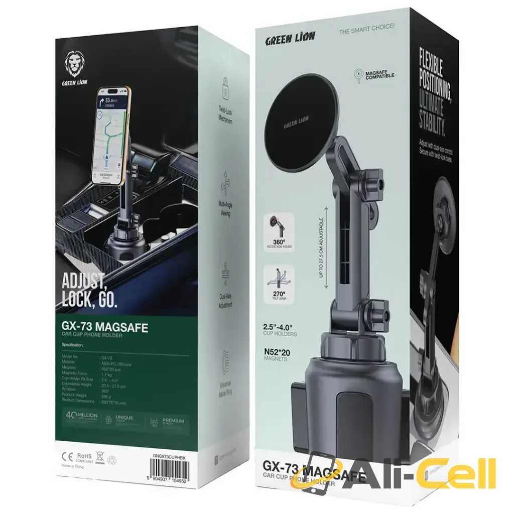 Green Lion GX-73 MagSafe Car Cup Phone Holder - Black — 3