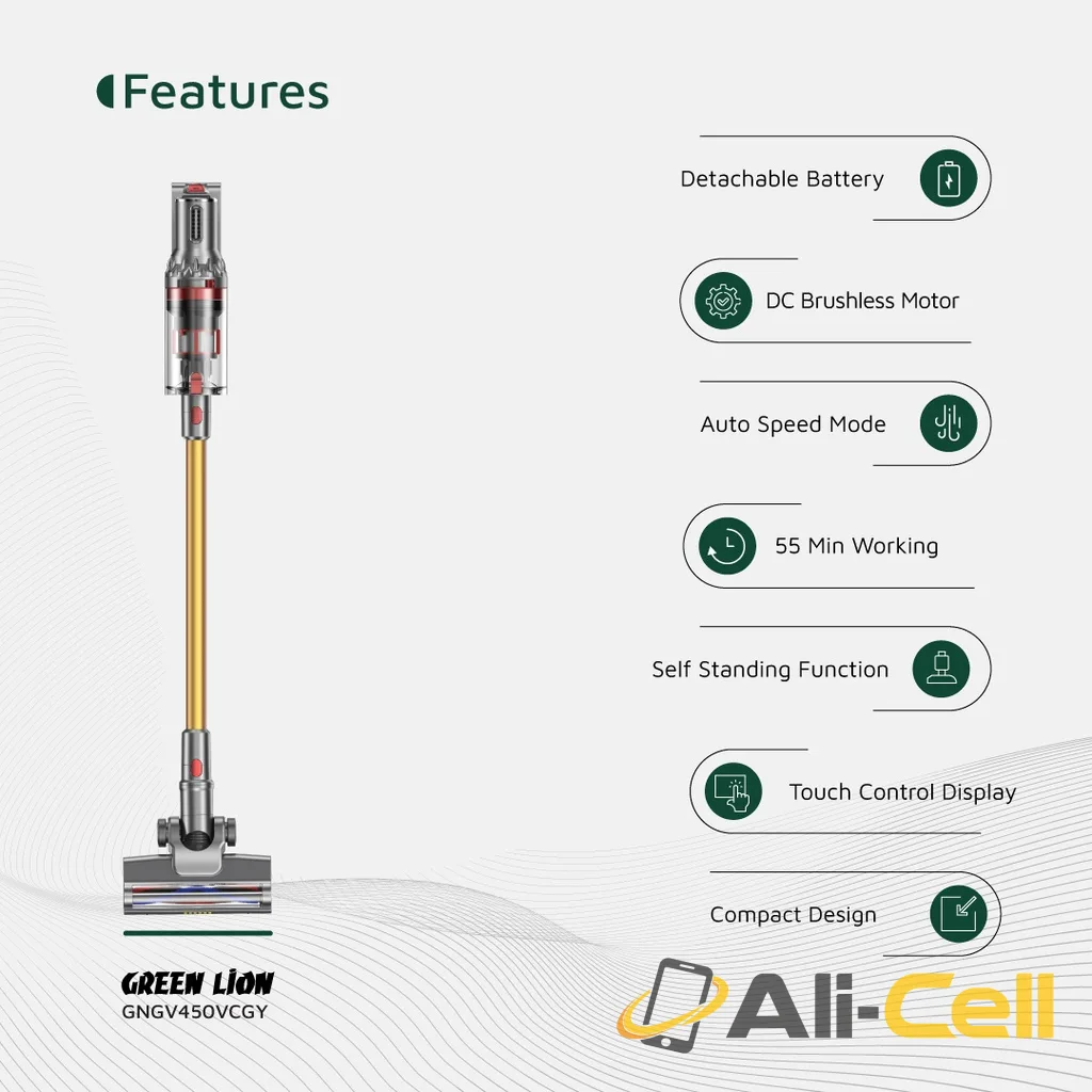Green Lion GV-450 Cordless Vacuum Cleaner - Gray & Gold — 3