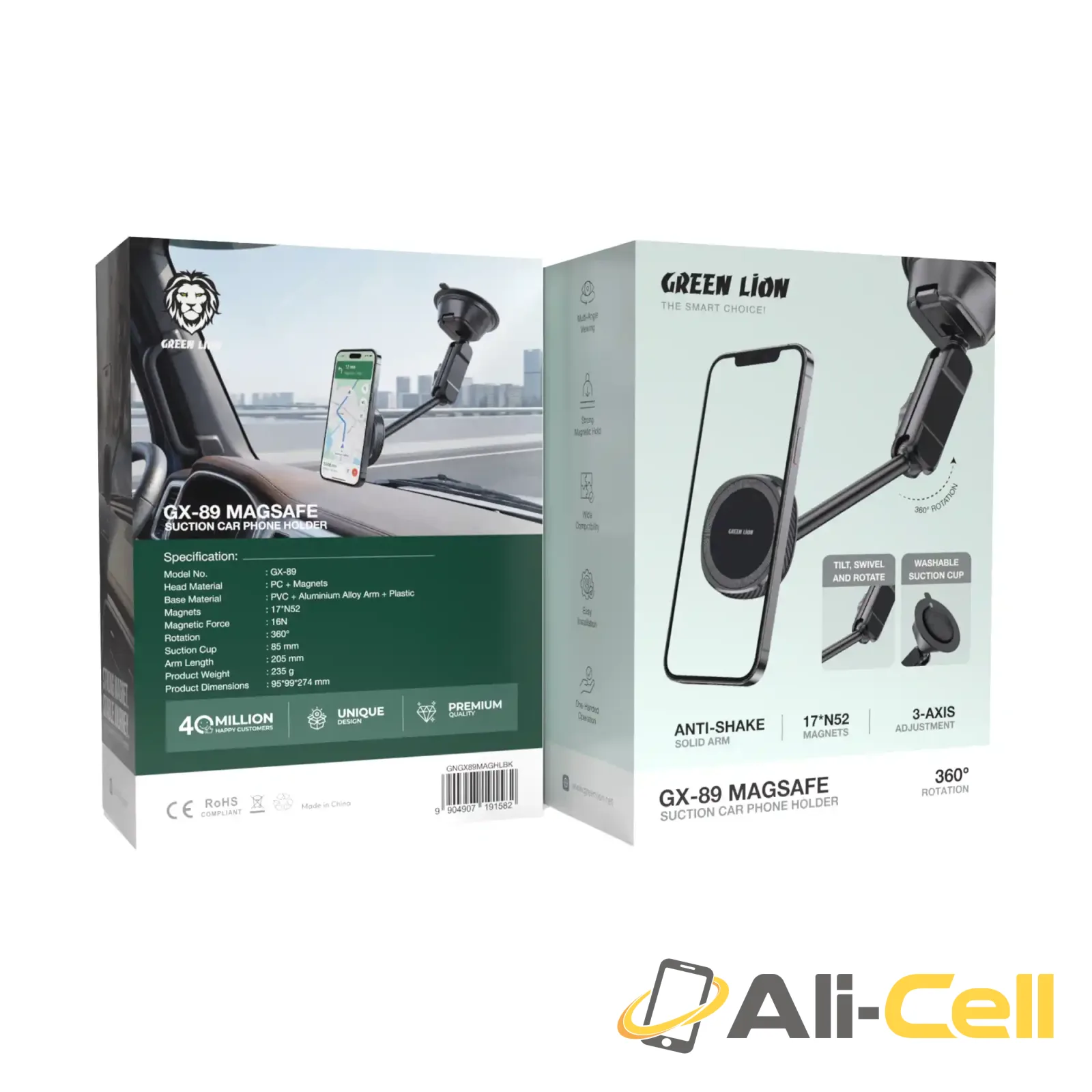 Green Lion GX-89 MagSafe Suction Car Phone Holder - Black — 3