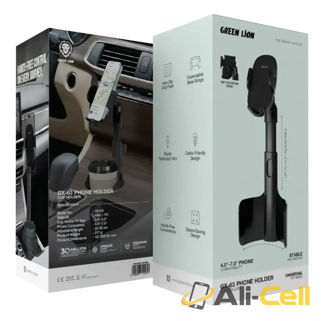 Green Lion GX-63 Phone Holder & Cup Holder - Black — 3