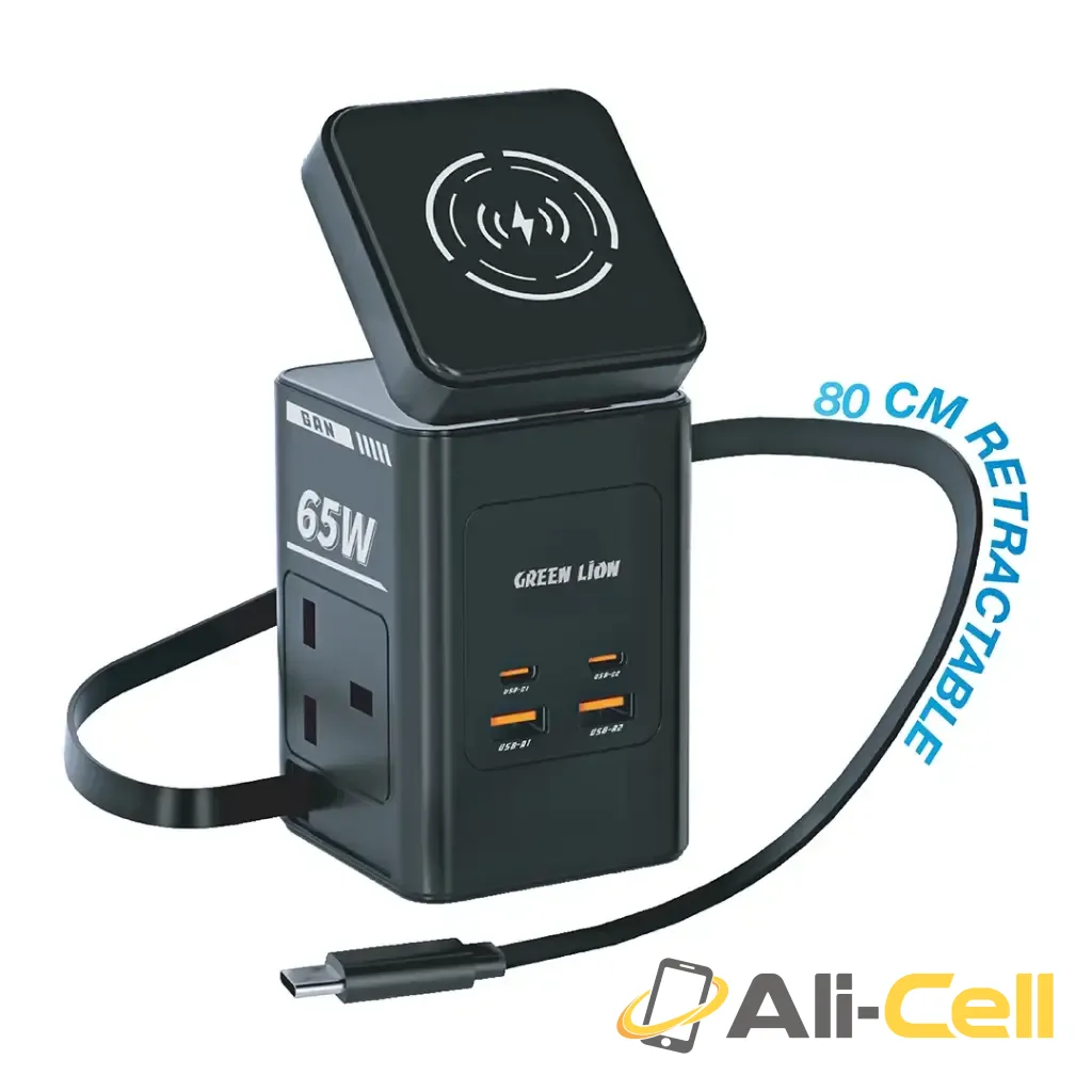 Green Lion GaN 65W Multi Port Travel Adapter - Black