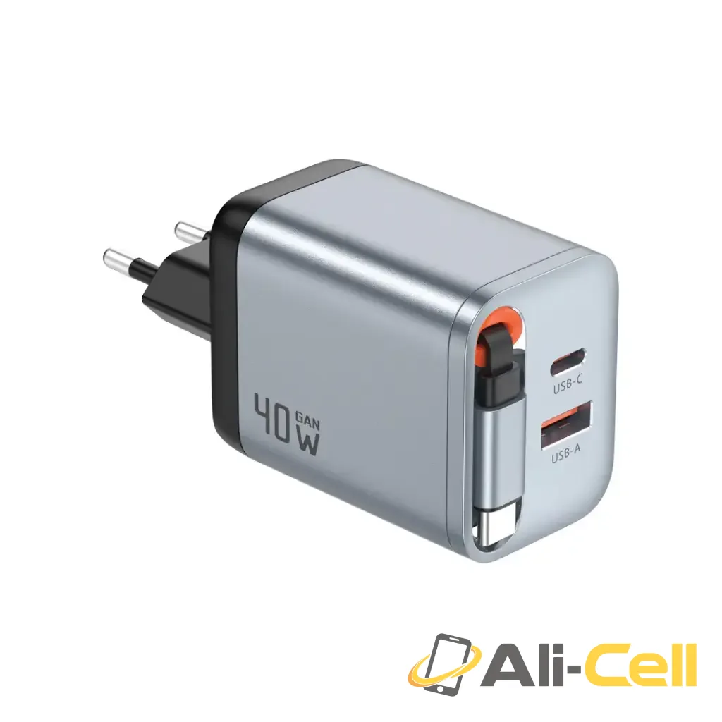 Green Lion GaN Premium EU Plug Wall Charger 40W - Gray